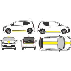 VW Up bandes capot toit hayon laterales kit complet autocollant Fun Stickers
