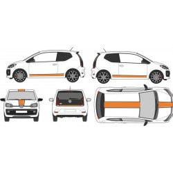 VW Up bandes capot toit hayon laterales kit complet autocollant Fun Stickers