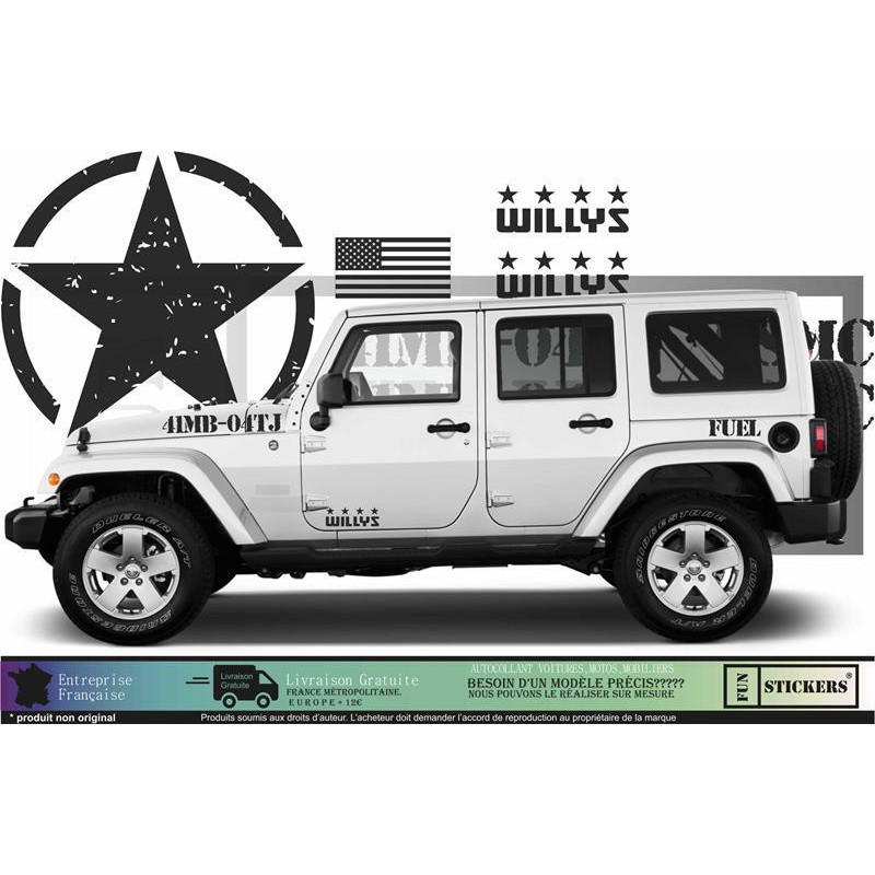 JEEP WILLYS Wrangler KIT army USMC Kit Complet voiture Sticker