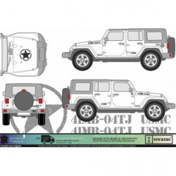 JEEP WILLYS Wrangler  KIT army USMC -  - Kit Complet - voiture Sticker Autocollant Graphic Decals