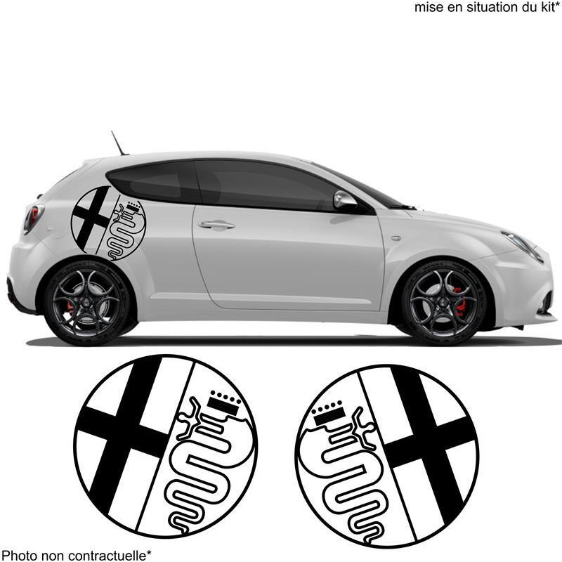 Alfa romeo logo rond latérale X 2 - - Kit Complet - voiture Sticker  Autocollant Graphic Decals