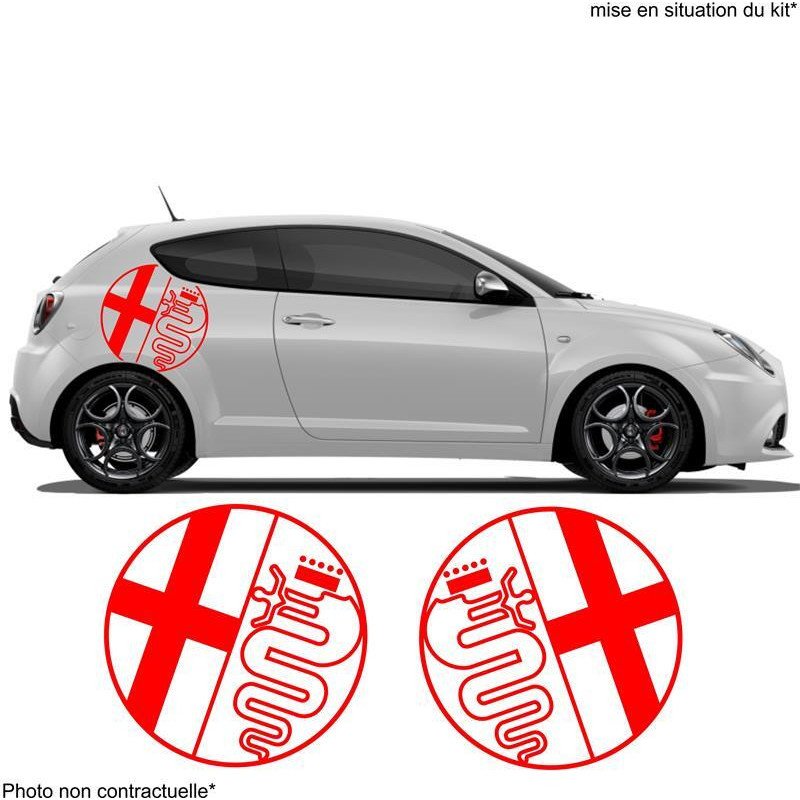 Alfa Romeo logo rond lateral x2 kit autocollant Fun Stickers