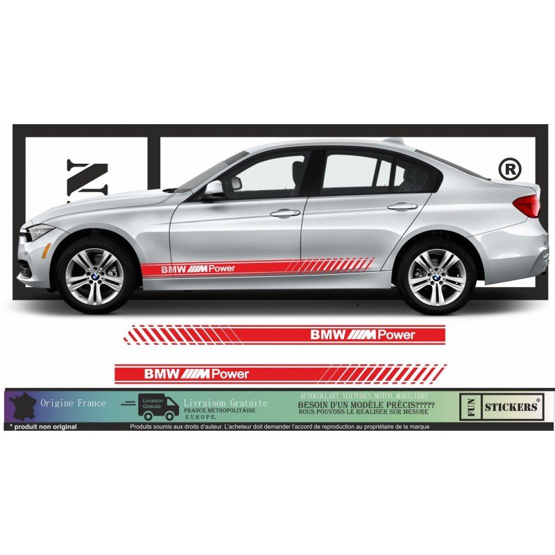 BMW M Power stripping lateral 180 cm bande decorative sport Fun Stickers