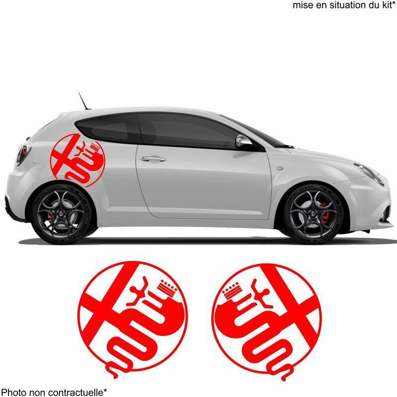 Alfa Romeo logos ronds lateraux x2 kit complet autocollant Fun Stickers