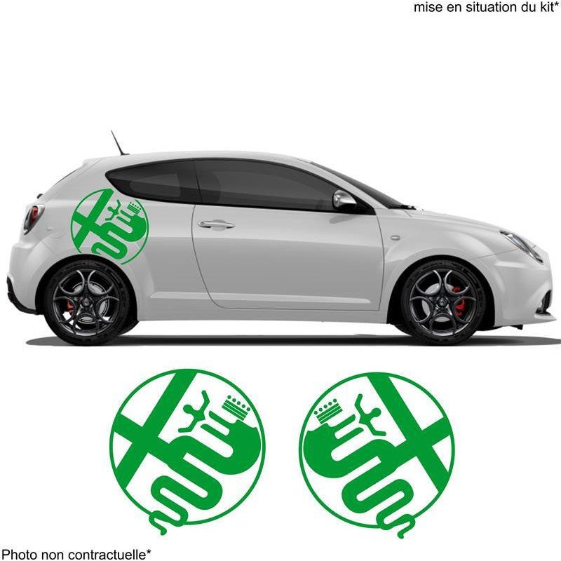 Alfa Romeo logos ronds lateraux x2 kit complet autocollant Fun Stickers