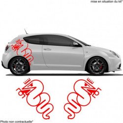Alfa Romeo logos Serpent et Couronne x2 kit autocollant Fun Stickers