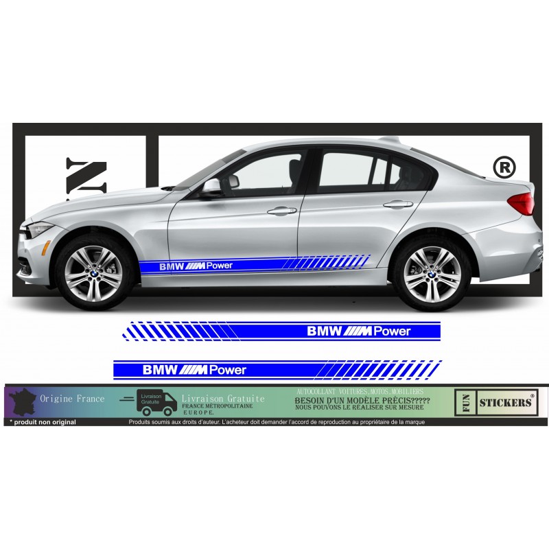 Stripping Latéral BMW ///M Power 180 cm – Bande Décorative Sport Monocolore