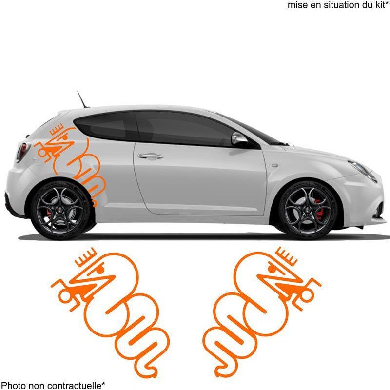 Alfa Romeo logos Serpent et Couronne x2 kit autocollant Fun Stickers