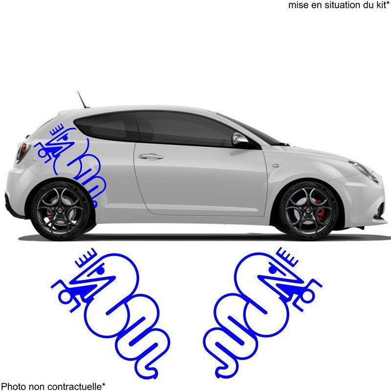 Alfa Romeo logos Serpent et Couronne x2 kit autocollant Fun Stickers