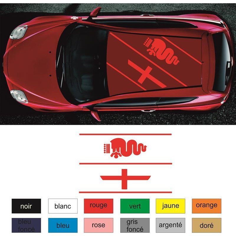 Alfa Romeo kit deco toit Serpent et Croix autocollant Fun Stickers