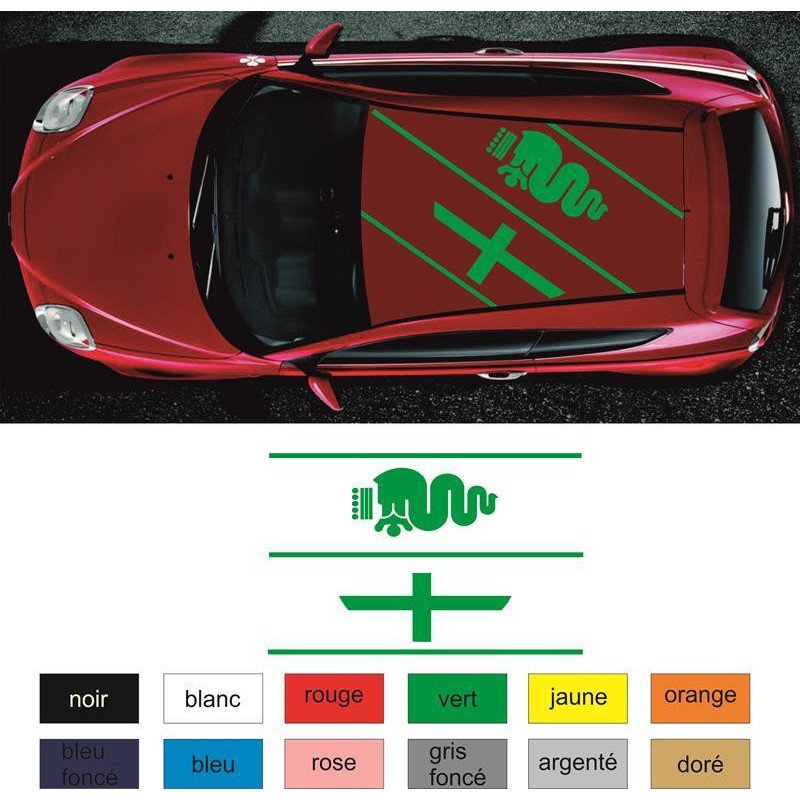 Alfa Romeo kit deco toit Serpent et Croix autocollant Fun Stickers