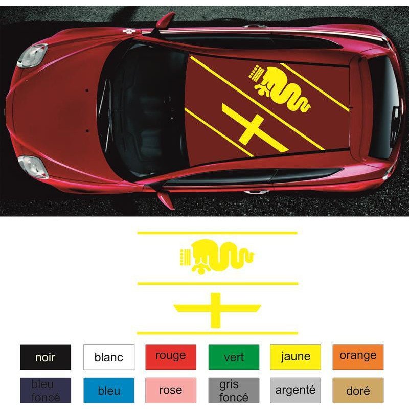 Alfa Romeo kit deco toit Serpent et Croix autocollant Fun Stickers