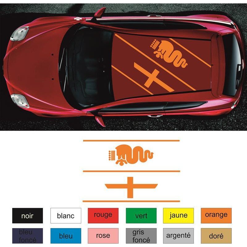 Alfa Romeo kit deco toit Serpent et Croix autocollant Fun Stickers