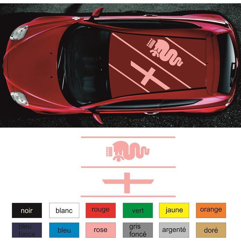 Alfa Romeo kit deco toit Serpent et Croix autocollant Fun Stickers