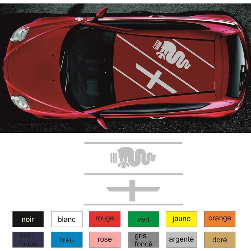 Alfa Romeo kit deco toit Serpent et Croix autocollant Fun Stickers