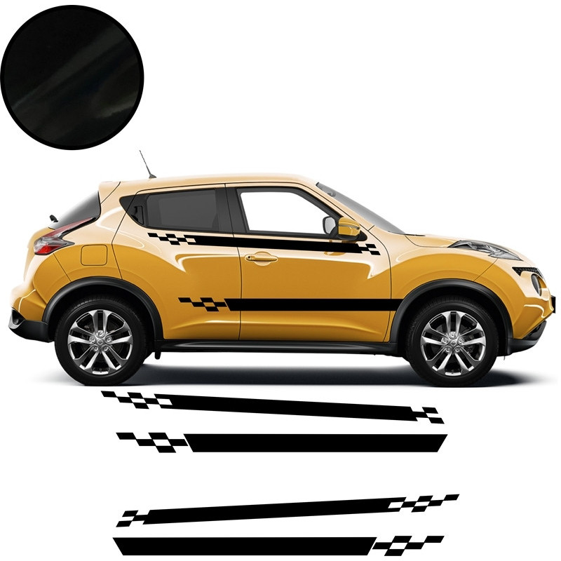 Nissan Juke Double bandes damiers -Kit Complet - voiture Sticker Autocollant Graphic Decals