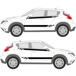 Nissan Juke Double bandes damiers -Kit Complet - voiture Sticker Autocollant Graphic Decals