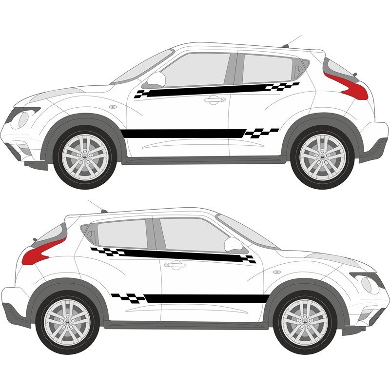 Nissan Juke double bandes damiers kit complet autocollant Fun Stickers