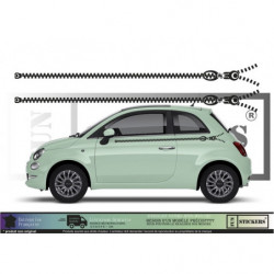 Fiat 500 Bandes latérales ZIP  -Kit Complet - voiture Sticker Autocollant Graphic Decals