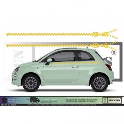 Fiat 500 bandes laterales ZIP kit complet autocollant decoration Fun Stickers