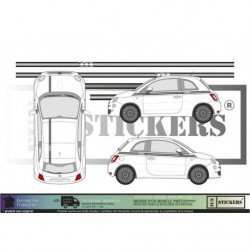 Fiat 500 bandes integrales kit complet autocollant decoration Fun Stickers