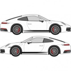 Porsche bandes bas de caisse style sport kit complet autocollant Fun Stickers