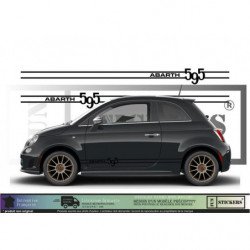 Fiat 500 bandes laterales 595 noir kit complet autocollant sticker Fun Stickers