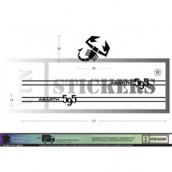 Fiat 500 bandes laterales 595 noir kit complet autocollant sticker Fun Stickers