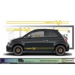 Fiat 500 bandes laterales 595 noir kit complet autocollant sticker Fun Stickers