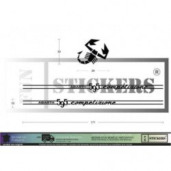 Fiat 500 bandes 595 Competizione Abarth noir kit complet autocollant Fun Stickers