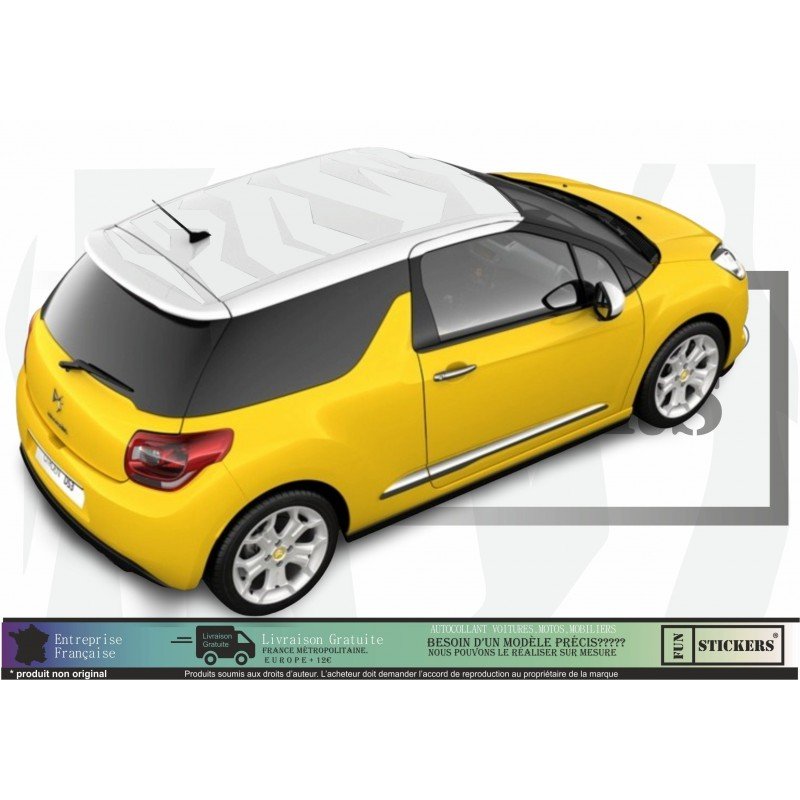 Sticker toit covering graphique sport Citroen DS3 vinyle premium Fun Stickers