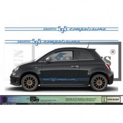 Fiat 500 bandes 595 Competizione Abarth noir kit complet autocollant Fun Stickers