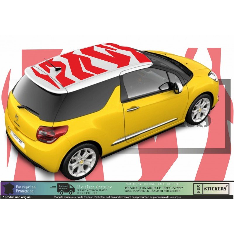 Citraen DS3 - Roof effect zebra stickers - Tuning Sticker Sticker Sticker Graphic Decals