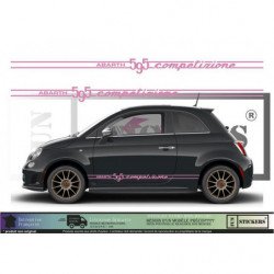 Fiat 500 bandes 595 Competizione Abarth noir kit complet autocollant Fun Stickers
