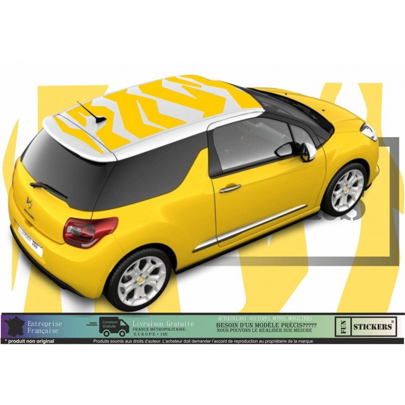 Citraen DS3 - Roof effect zebra stickers - Tuning Sticker Sticker Sticker Graphic Decals