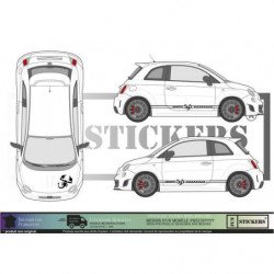 Fiat Abarth 595 Esse Esse bas de caisse noir kit complet autocollant Fun Stickers