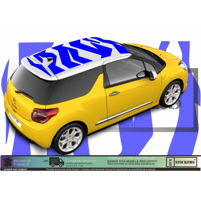 Citraen DS3 - Roof effect zebra stickers - Tuning Sticker Sticker Sticker Graphic Decals