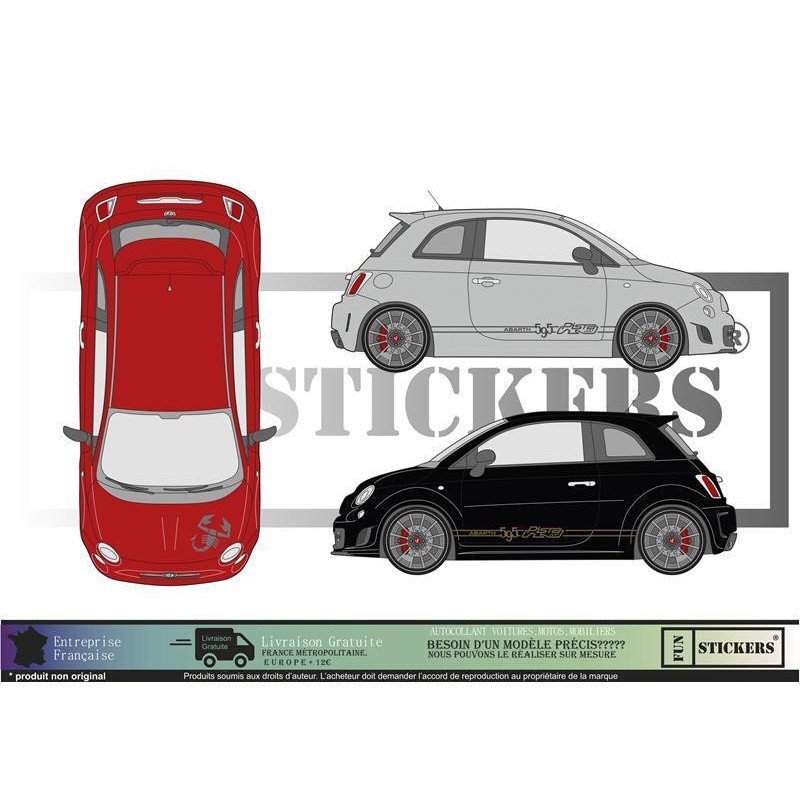 Autocollant Pare-brise Voiture Abarth 595 (2016 Et +) - Bande Pare-soleil Décorative, Transparente - Auto-adhésif, Protection UV, Facile à Poser