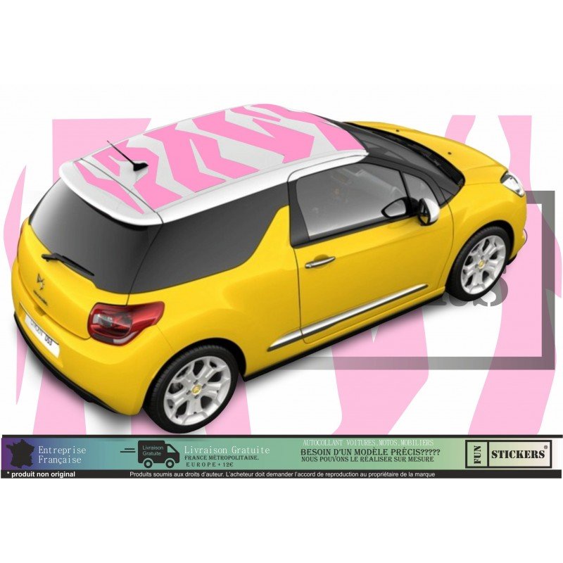 Citraen DS3 - Roof effect zebra stickers - Tuning Sticker Sticker Sticker Graphic Decals