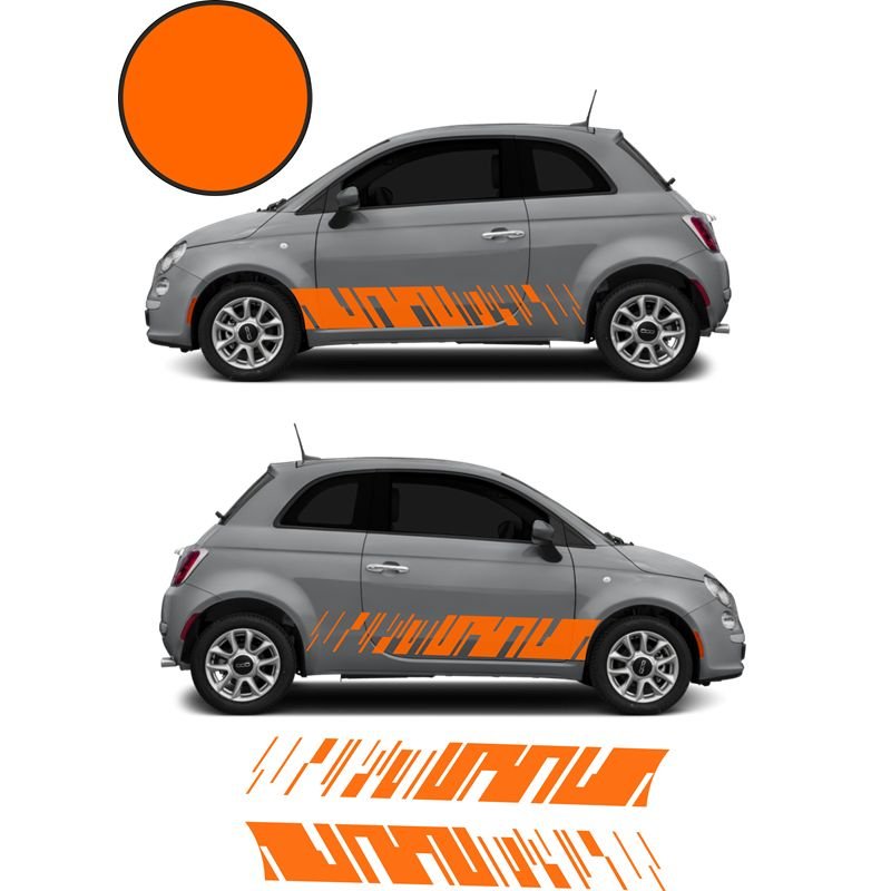 Fiat 500 bandes bas de caisse x2 Modern kit autocollant sticker Fun Stickers