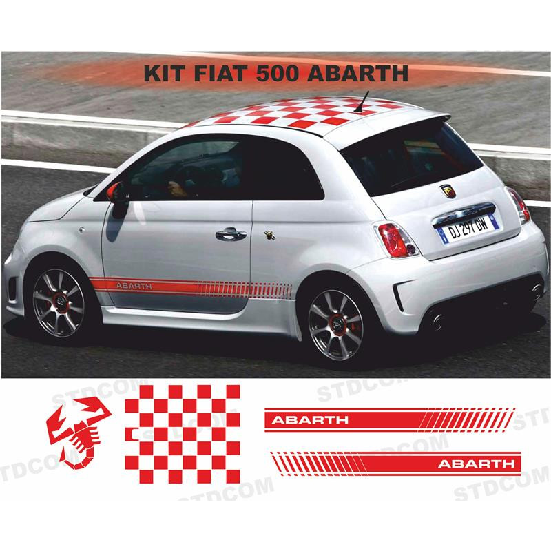 Fiat 500 Bandes Abarth Bas de caisses autocollant sticker décoration