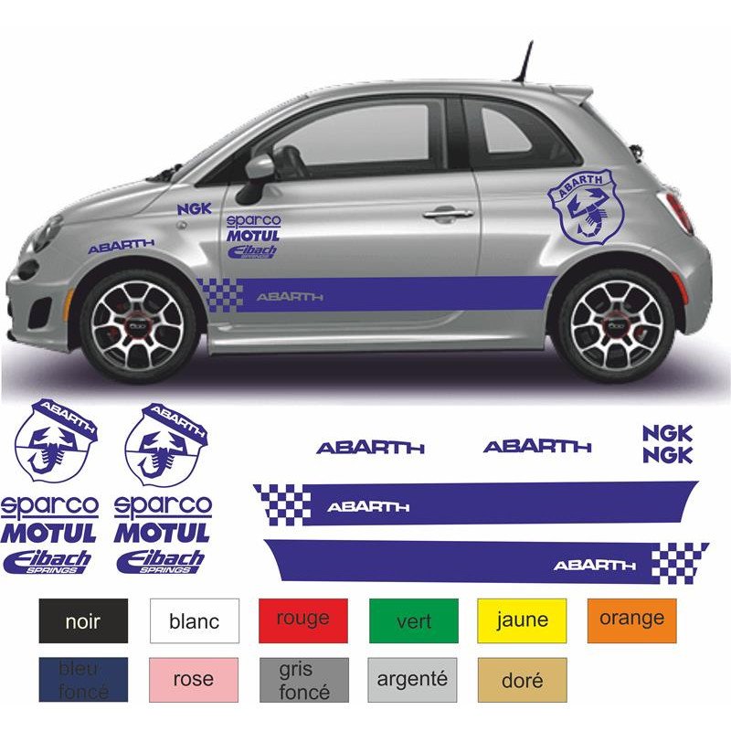 Fiat 500 kit competition Motul sponsor autocollant sticker tuning Fun Stickers