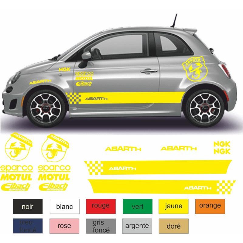 Fiat 500 kit competition Motul sponsor autocollant sticker tuning Fun Stickers