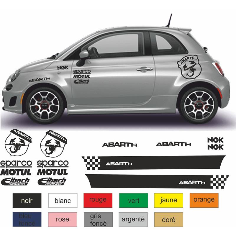 FIAT 500 kit adhésif compétition motul sponsor - Tuning Sticker Autocollant