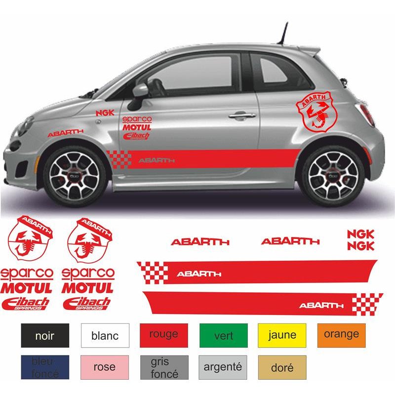 Fiat 500 kit competition Motul sponsor autocollant sticker tuning Fun Stickers