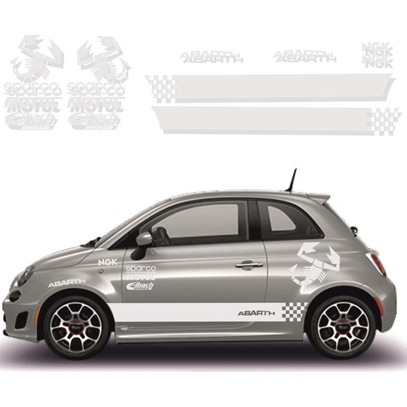 Fiat 500 sticker adhesif Abarth sponsors tuning autocollant Fun Stickers