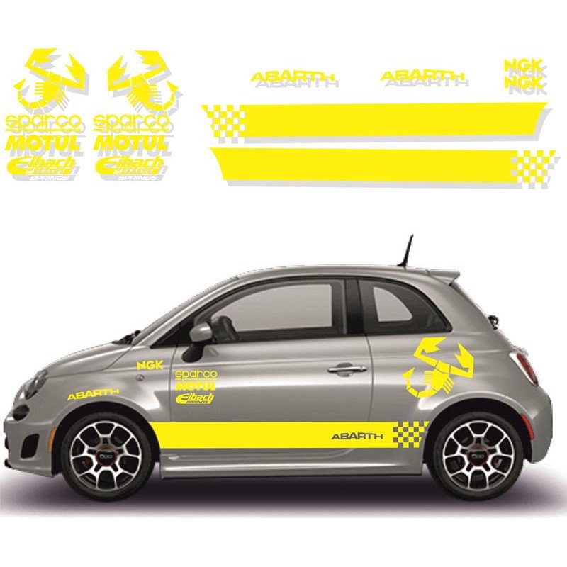 Fiat 500 sticker adhesif Abarth sponsors tuning autocollant Fun Stickers