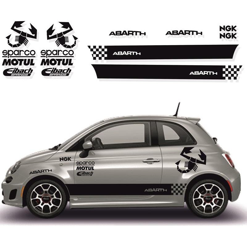 Fiat 500 sticker adhesif Abarth sponsors tuning autocollant Fun Stickers