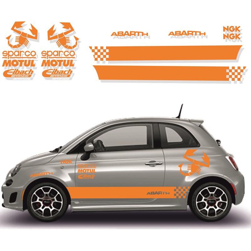 Fiat 500 sticker adhesif Abarth sponsors tuning autocollant Fun Stickers