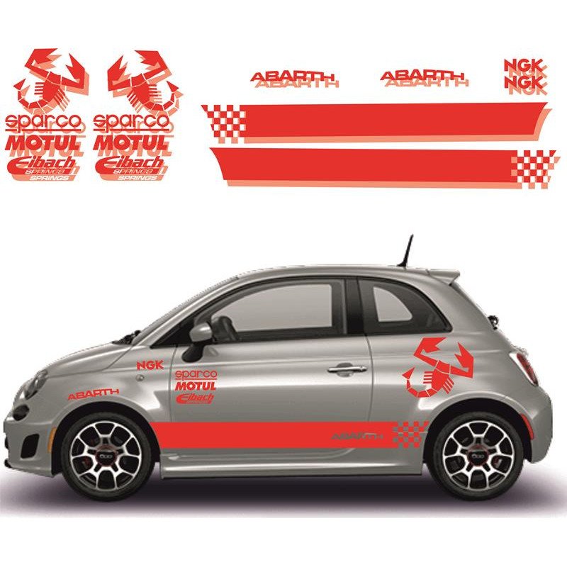 Fiat 500 sticker adhesif Abarth sponsors tuning autocollant Fun Stickers